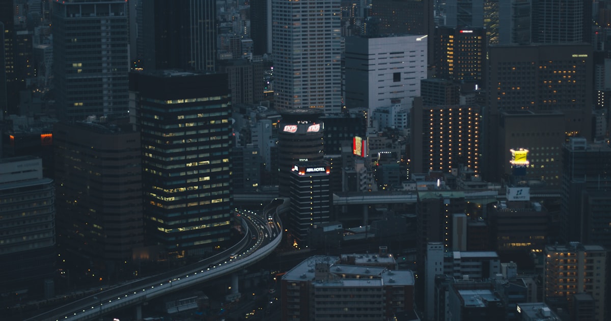 high rise buildings during night time